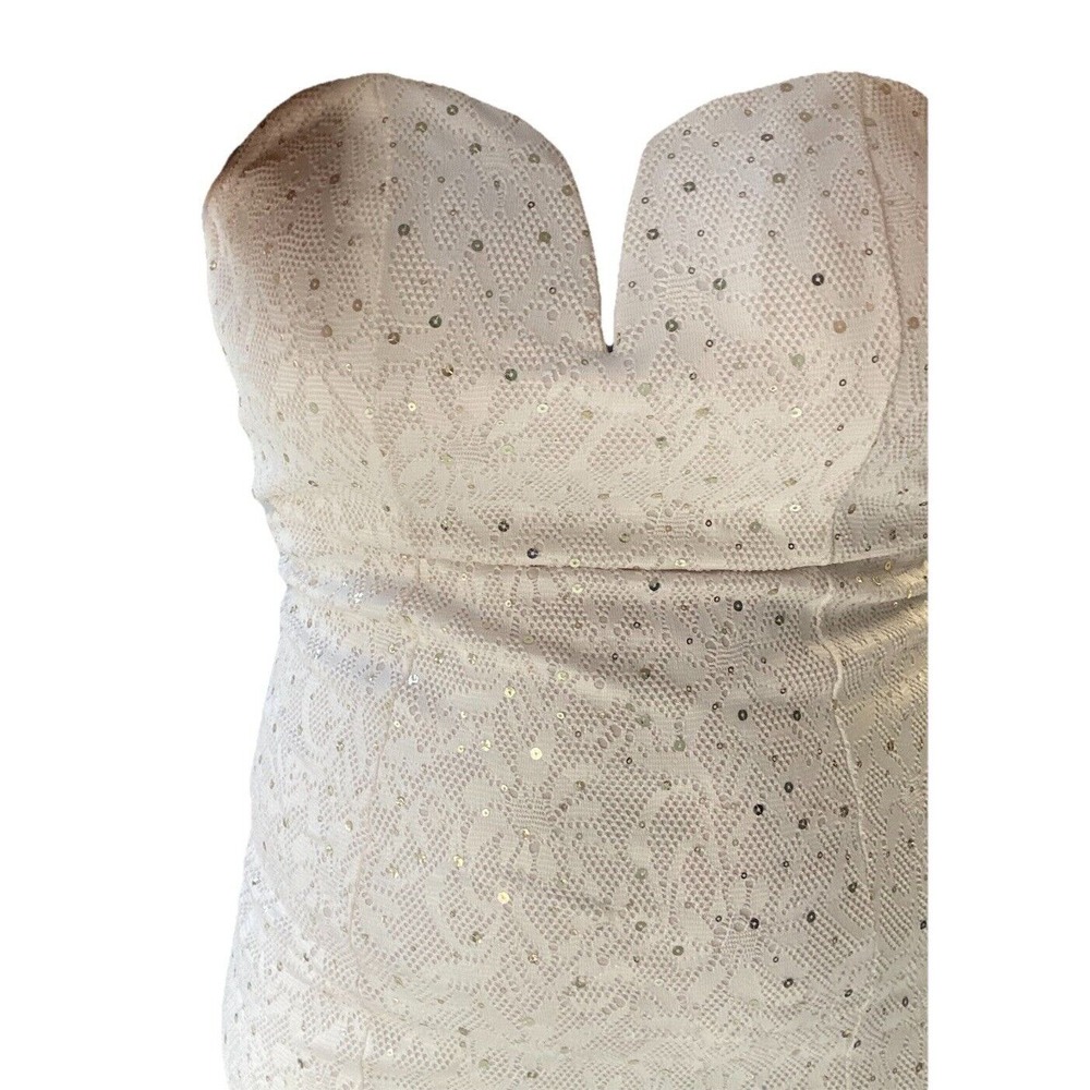 Bailey Blue Cream Gold Sequin Embellished Strapless Maxi Gown Formal Dress Large - Picture 4 of 12